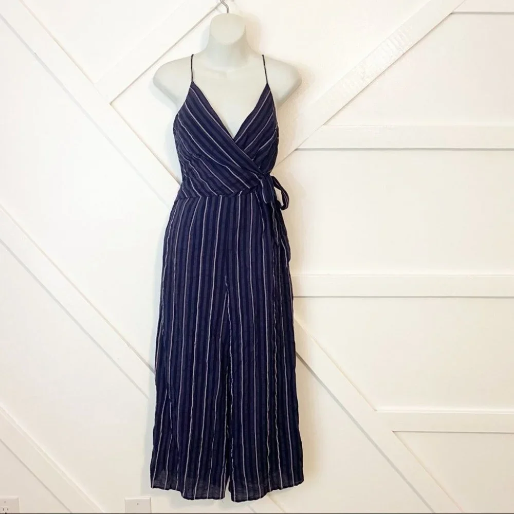 The Fifth Label Striped Wide Leg Wrap Jumpsuit S